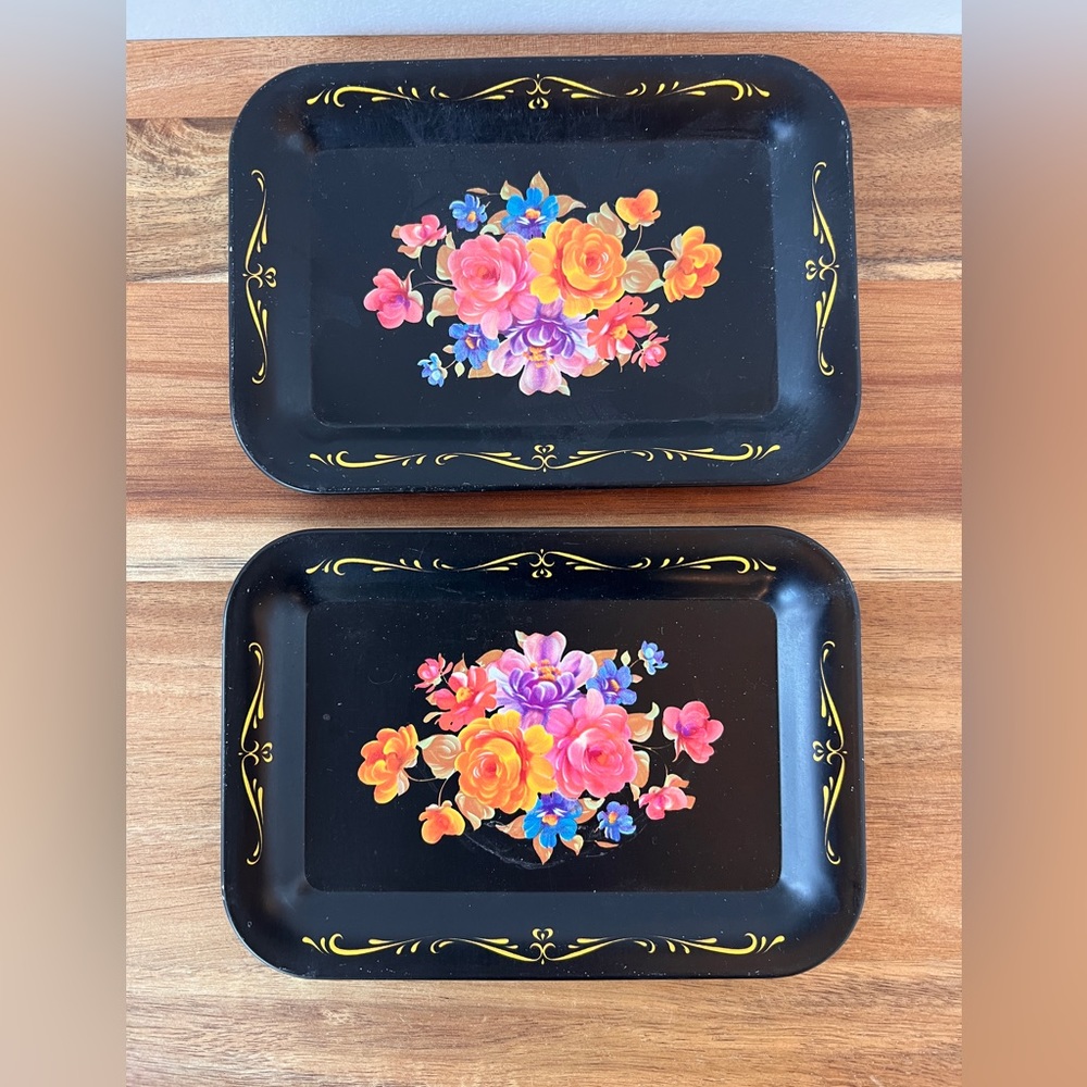 Vintage metal coaster trays